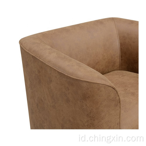 Round Barrel Chairs Putar Glider Dalam Kain Accent Kain Abu-abu